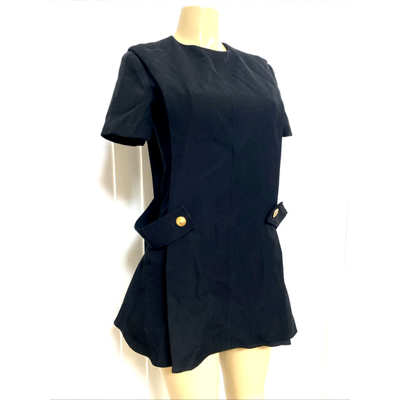 Louis Vuitton Uniform Anchor Gold Button Apron Mini Dress Black Short Sleeve 32 - Picture 3 of 13